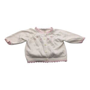Carter's Baby Girl Sweater White & Pink Floral Button Up 3-6M Cotton Lightweight